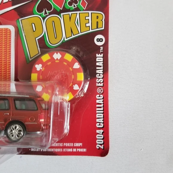2005 Johnny Lightning "Poker" #8 Red 1:64 Diecast 2004 Cadillac Escalade Car/SUV - Picture 4 of 10